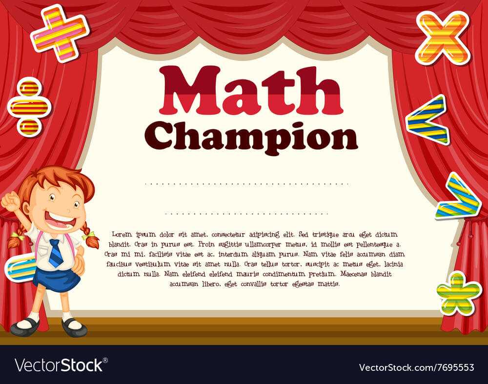 Certification With Girl And Math Theme In Math Certificate Template