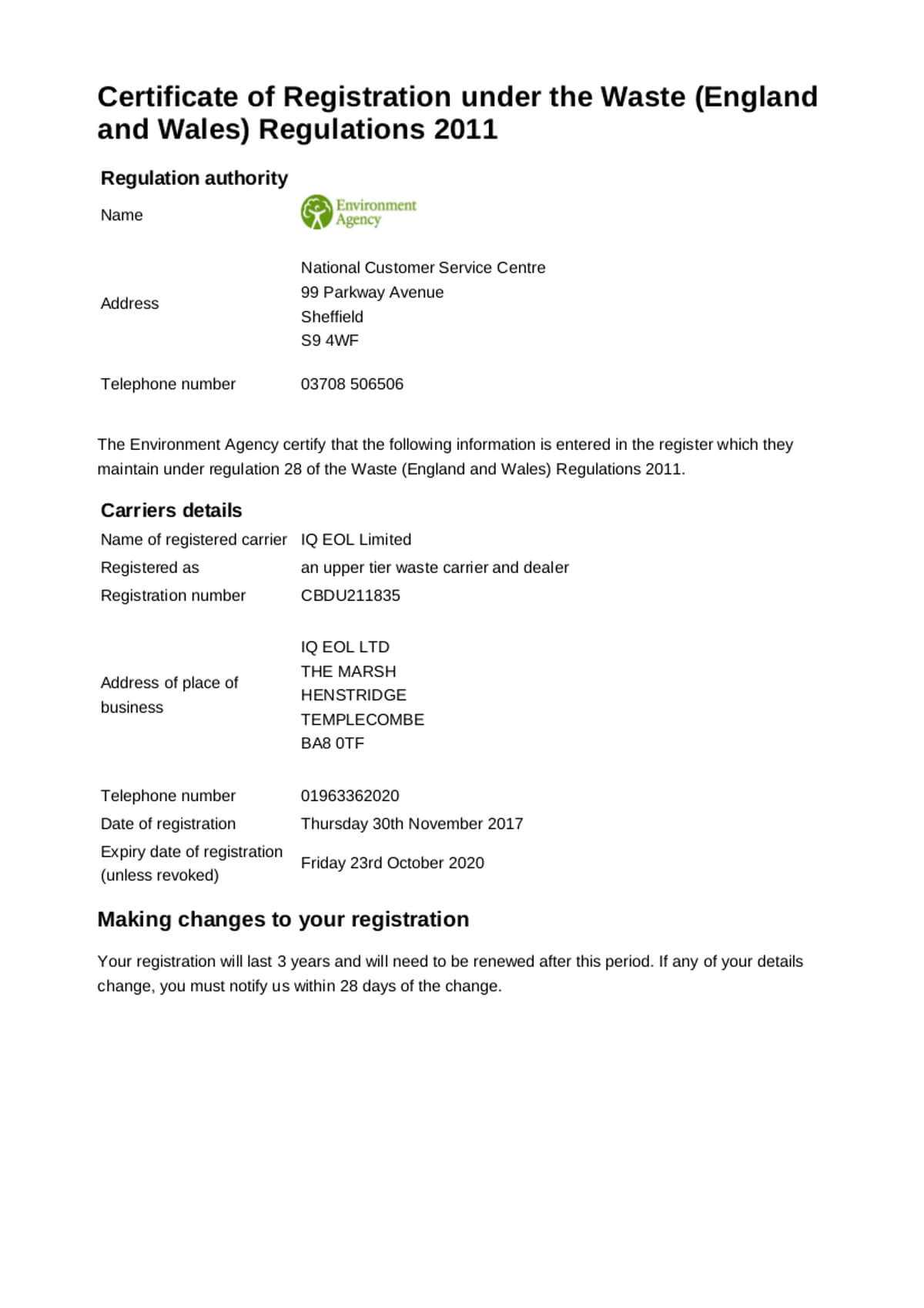 Certifications | Team Recycling Intended For Certificate Of Disposal Template