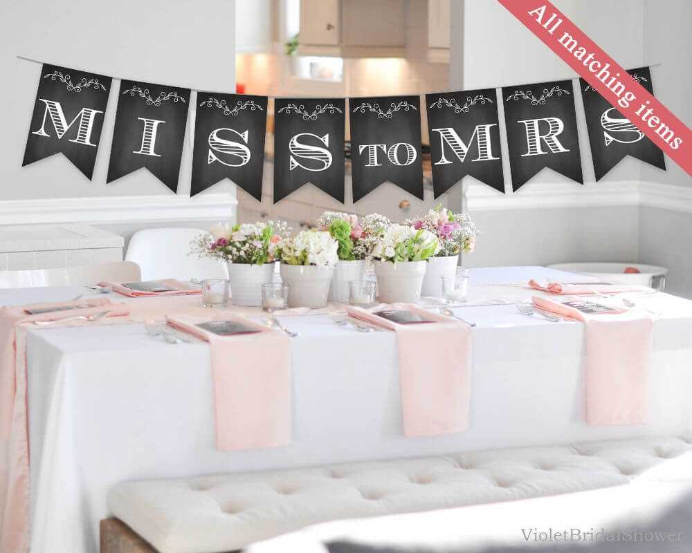 Chalkboard Bridal Shower Banner Template. Printable Bridal Throughout Bridal Shower Banner Template