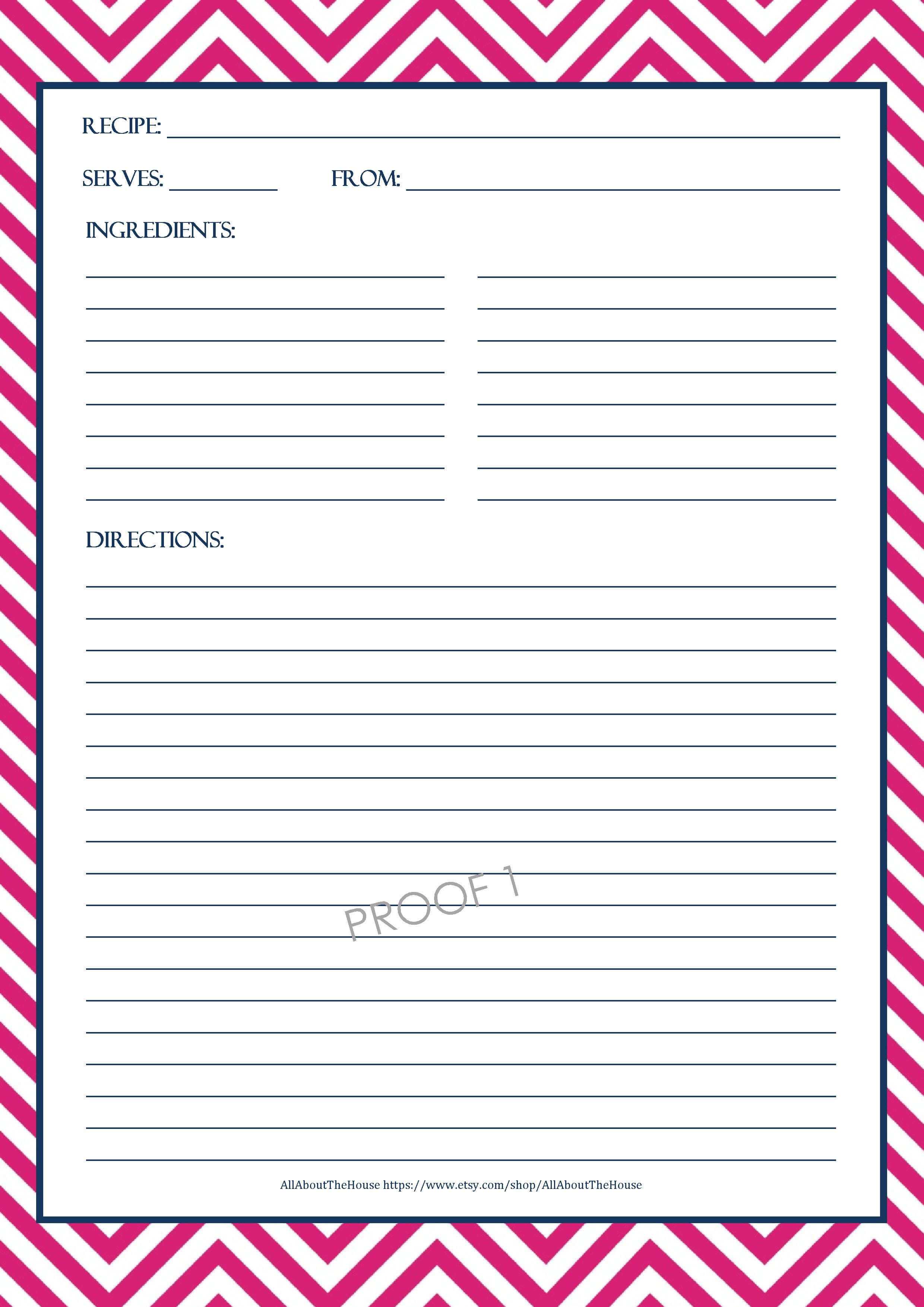 Chevron Recipe Sheet Editable | Printable Recipe Cards Regarding Fillable Recipe Card Template