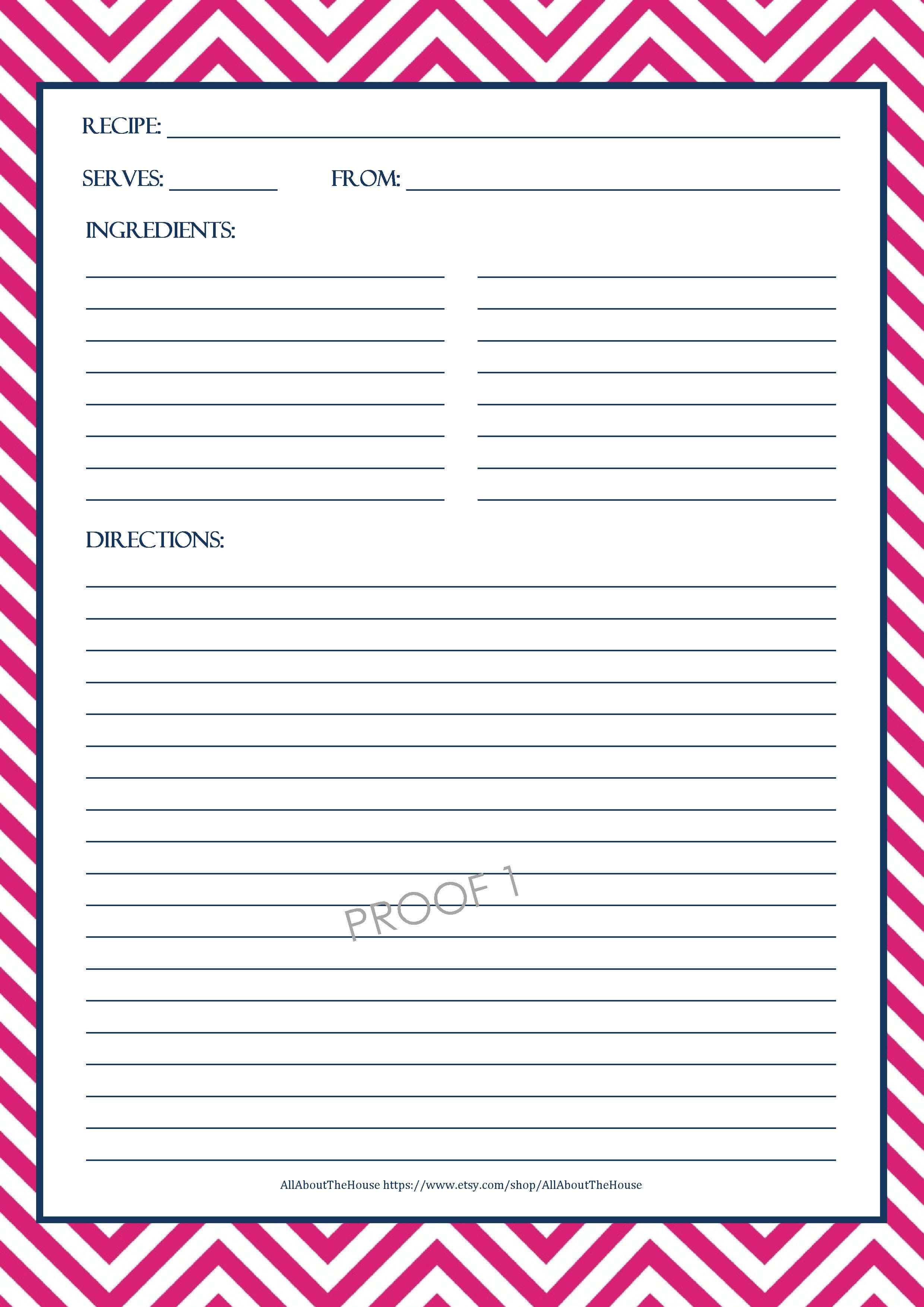 Chevron Recipe Sheet Editable | School Binder Wallpaper Regarding Full Page Recipe Template For Word