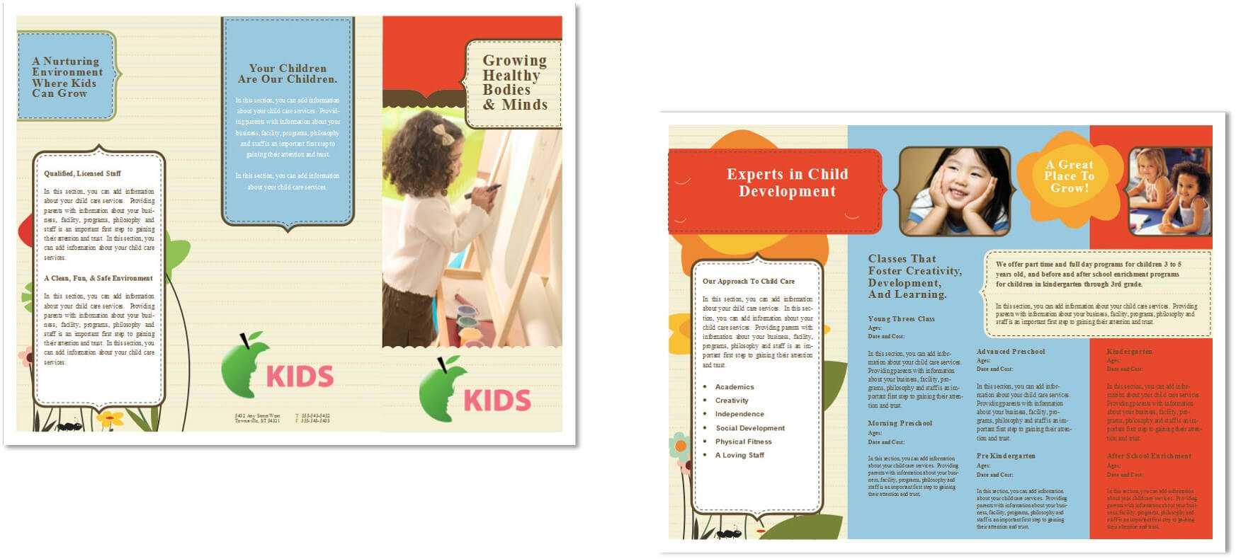 Child Care Brochure Template 6 Inside Daycare Brochure Template