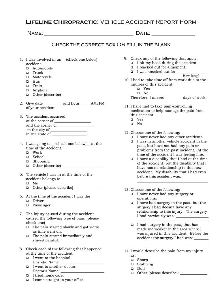 Chiropractic Accident Report Form – Fill Online, Printable Inside Chiropractic X Ray Report Template
