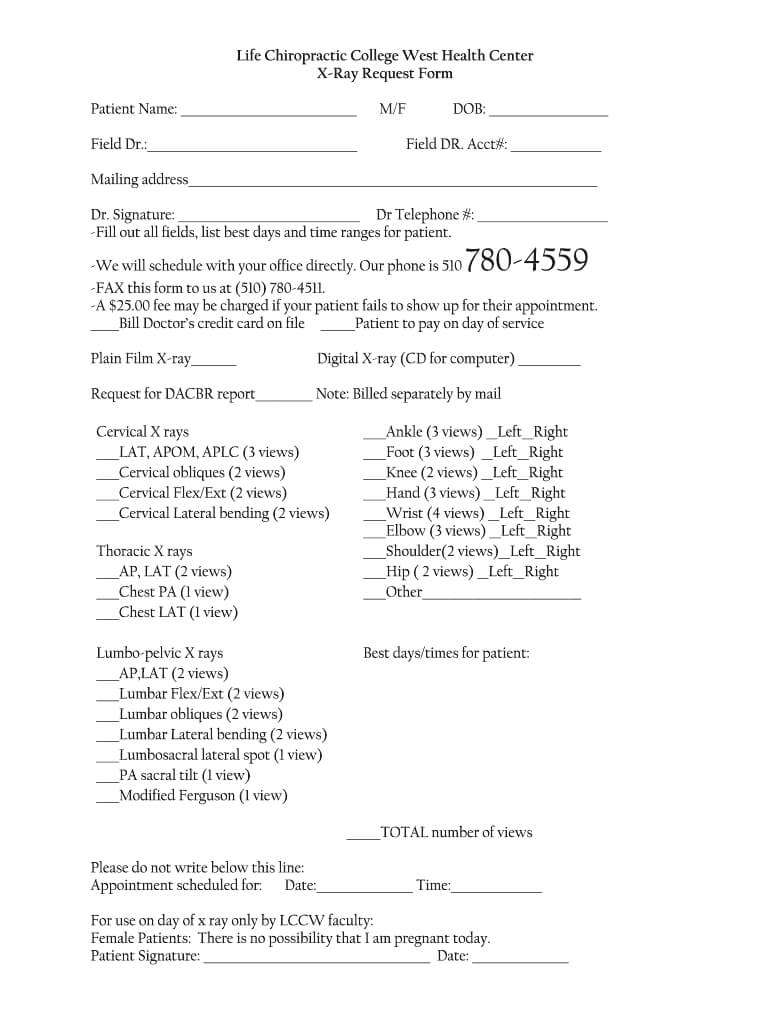 Chiropractic X Ray Referral Form Template – Fill Online With Chiropractic X Ray Report Template