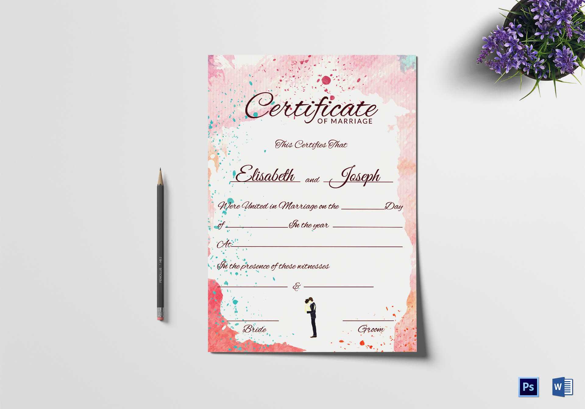 Christian Marriage Certificate Template Intended For Certificate Of Marriage Template