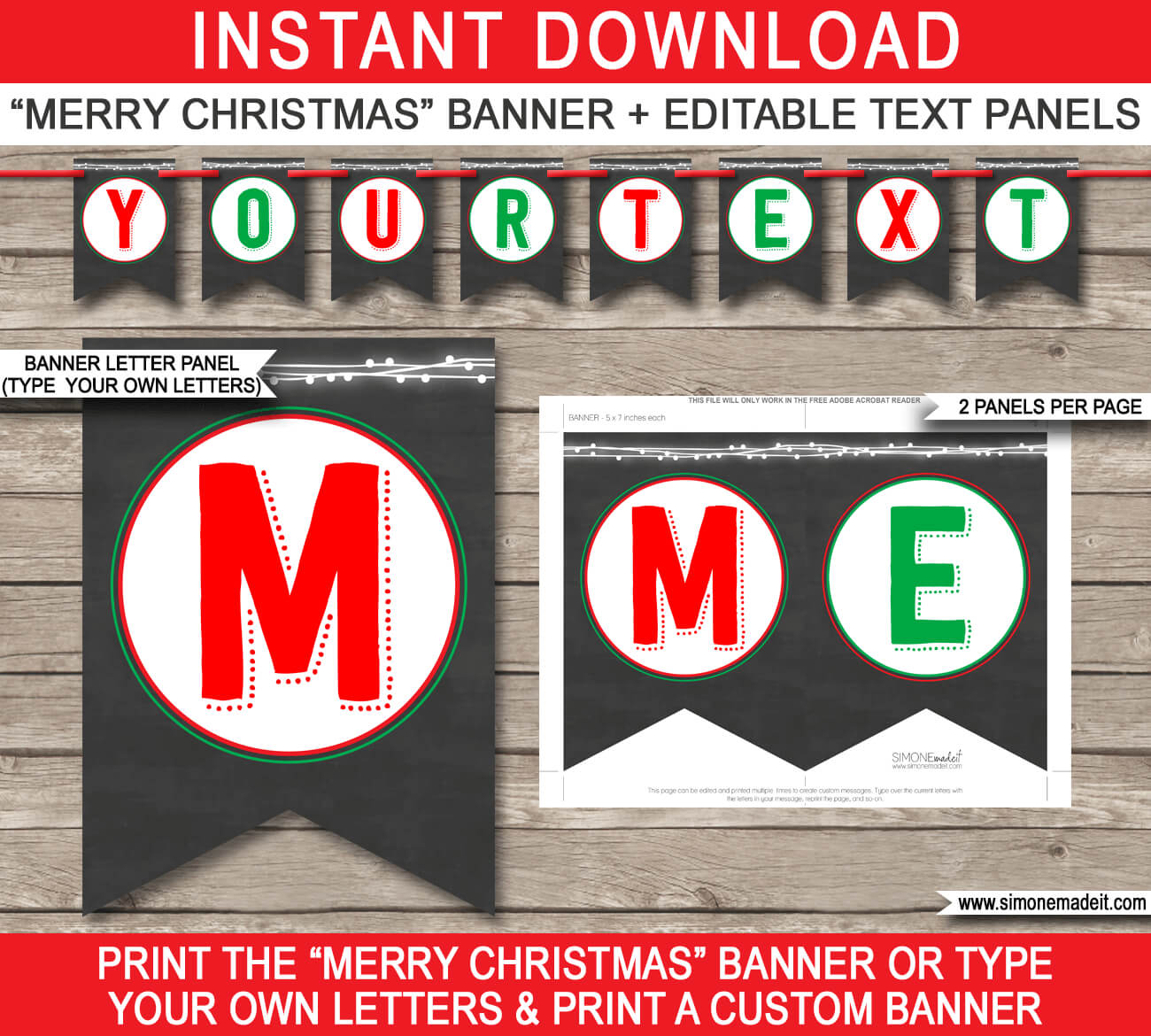 Christmas Chalkboard Banner Template – Red & Green Throughout Merry Christmas Banner Template