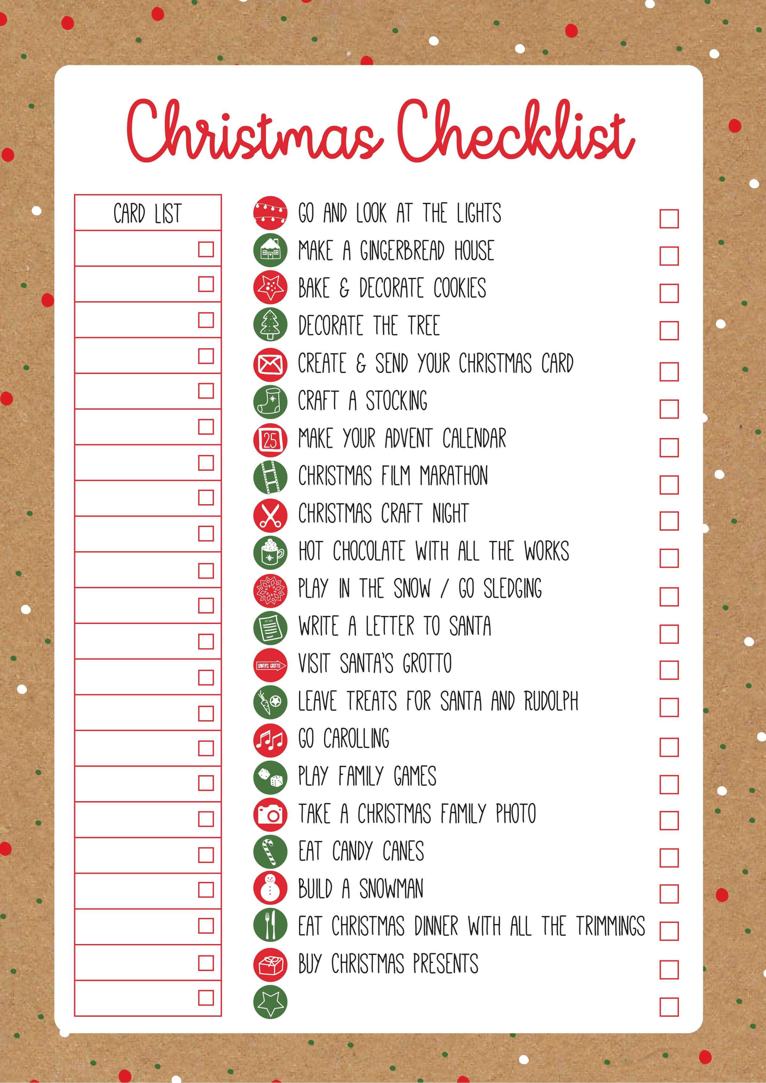 Christmas Checklist Template | Event Planning | Christmas Inside Christmas Card List Template