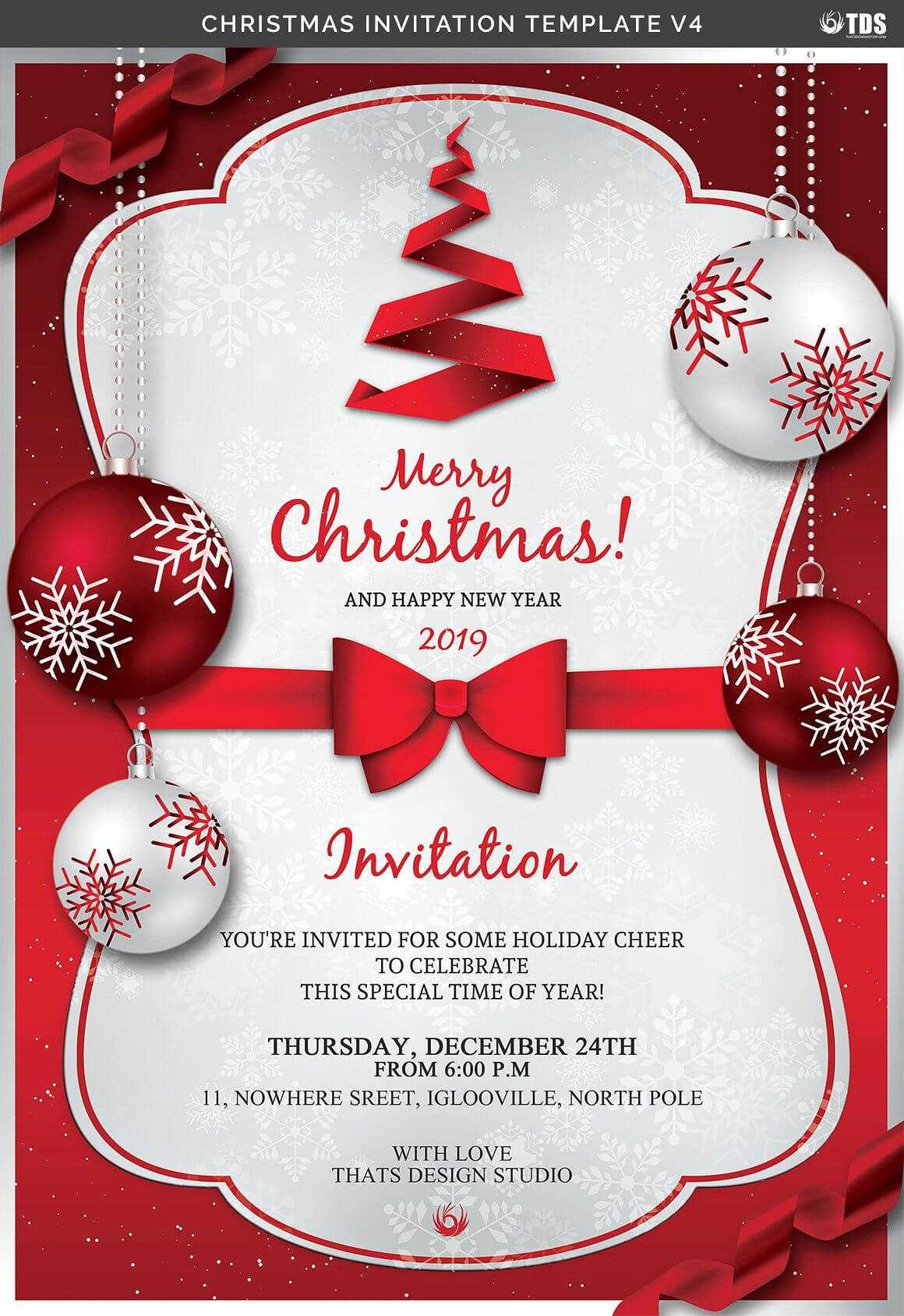 Christmas Invitation Template V4Thats Design Store On With Free Christmas Invitation Templates For Word