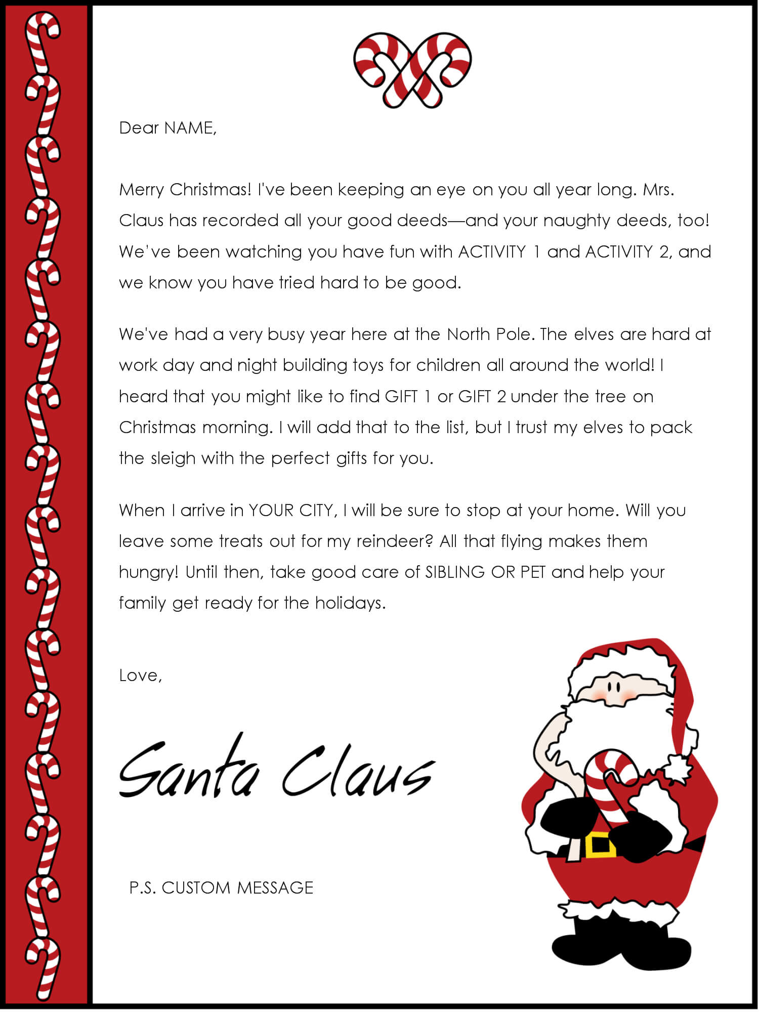 Christmas Letter Borders And Templates Letter Templates With Letter From Santa Template Word