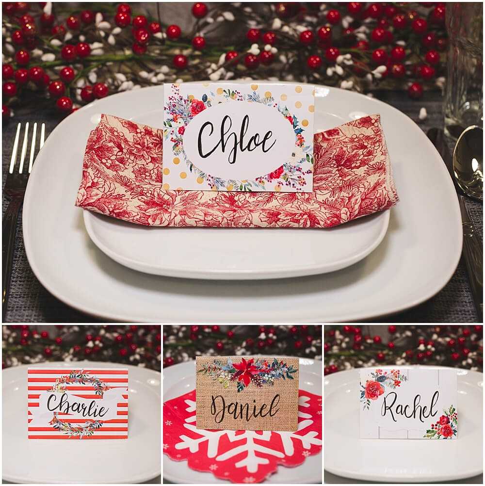 Christmas Table Place Cards { Free Printable} – Six Clever In Christmas Table Place Cards Template