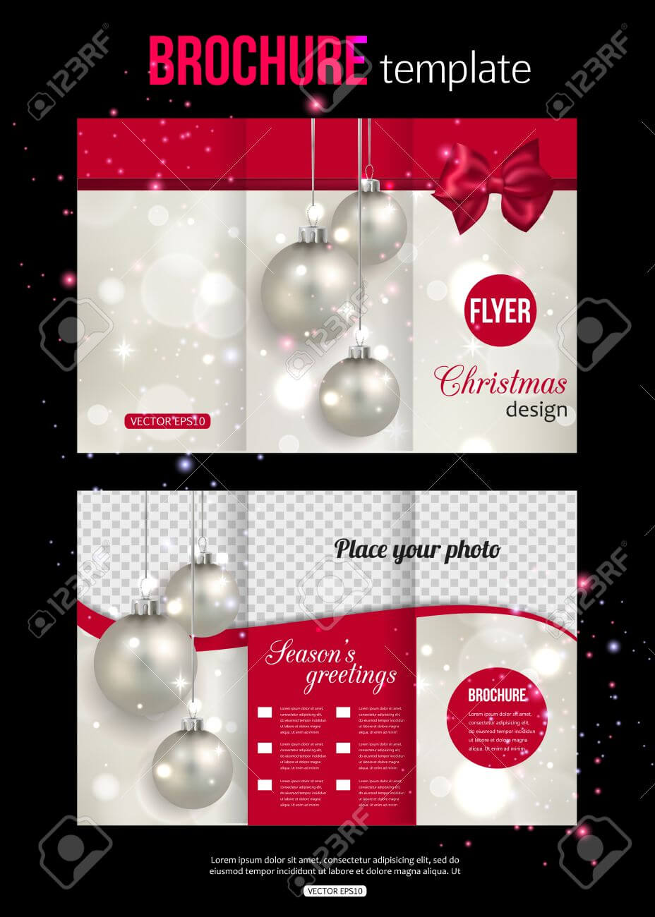 Christmas Trifold Brochure Template. Abstract Flyer Design With.. Intended For Christmas Brochure Templates Free