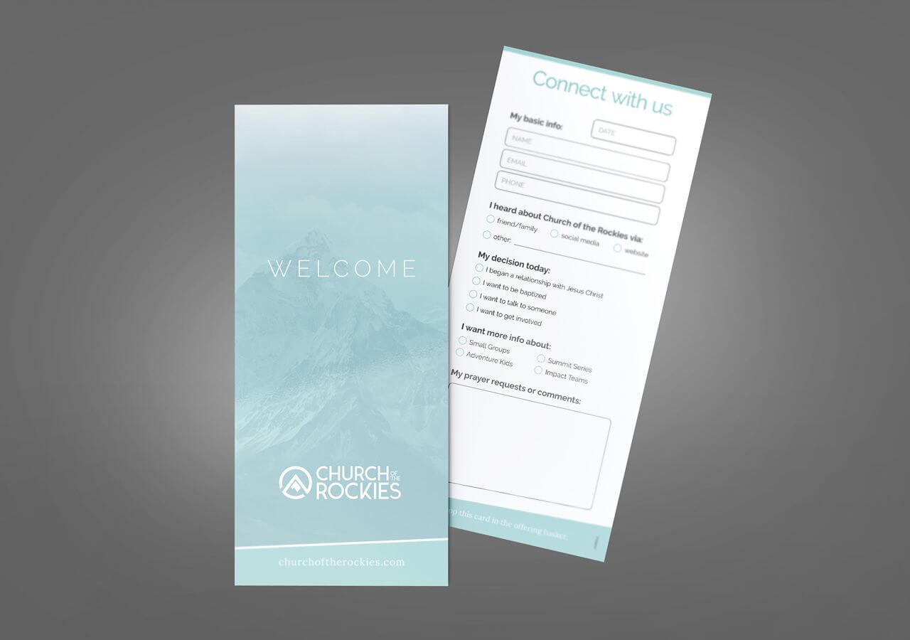 Church Brand Collateral, Connect Card, Rack Card Design For Decision Card Template