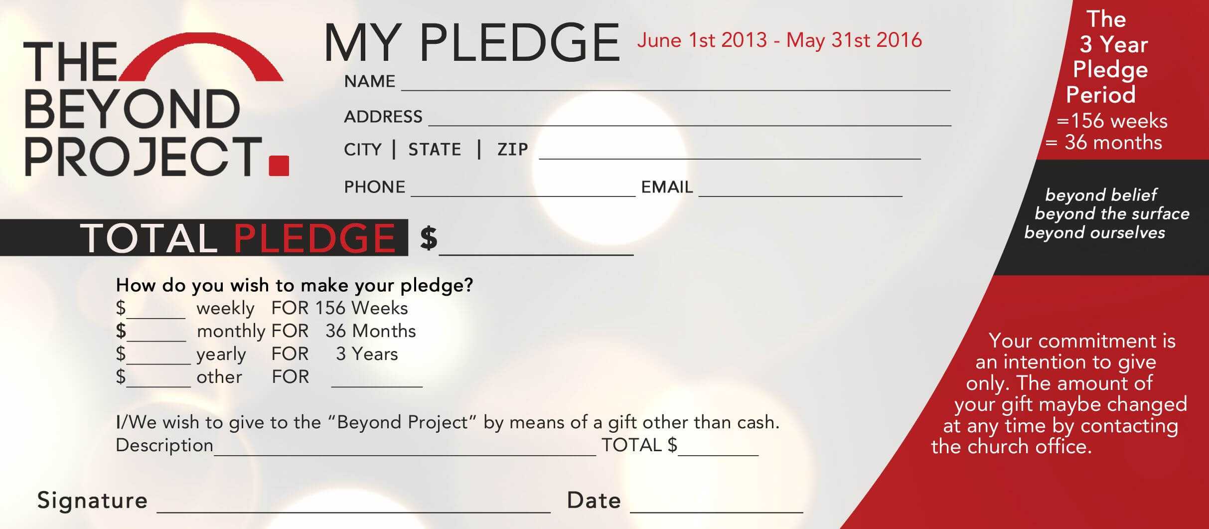 Church Pledge Form Template Hausn3Uc | Church Fundraisers Inside Free Pledge Card Template