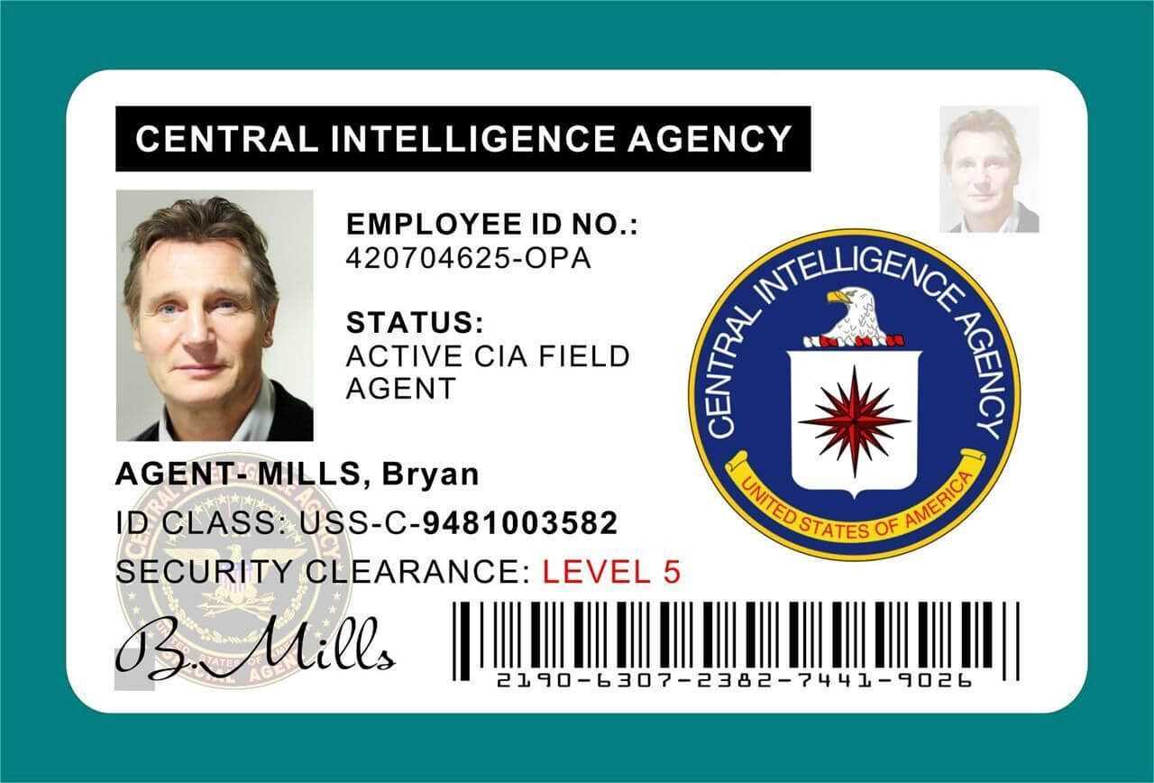 Cia Id Card Badge Prop Liam Neeson In 2019 | Central Inside Mi6 Id Card Template