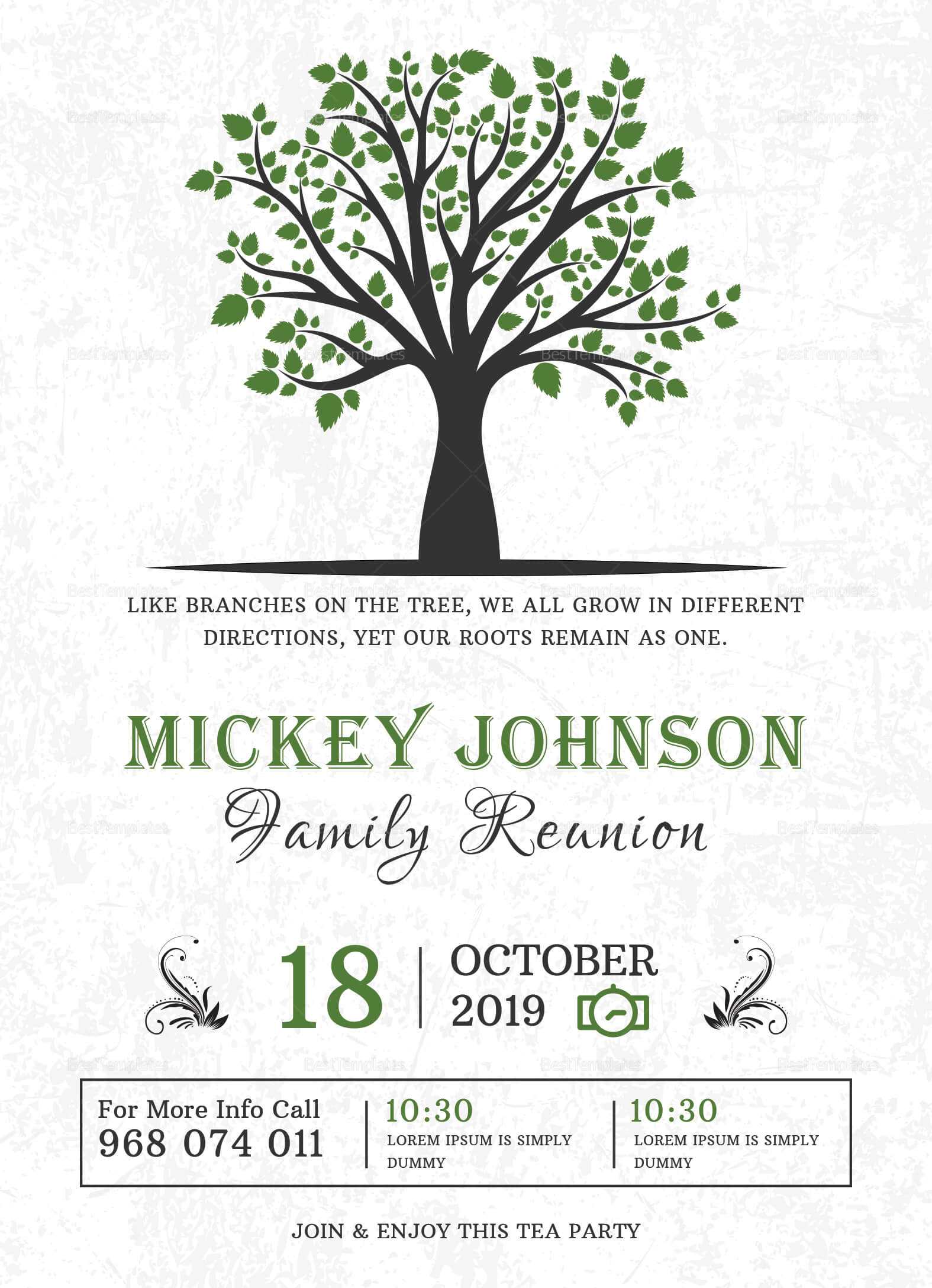 Classic Family Reunion Invitation Template For Reunion Invitation Card Templates