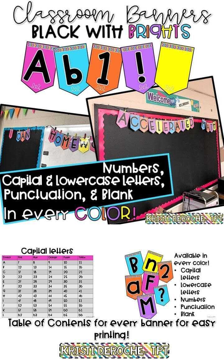 Classroom Banner  Black With Bright Colors | Classrooms Within Classroom Banner Template