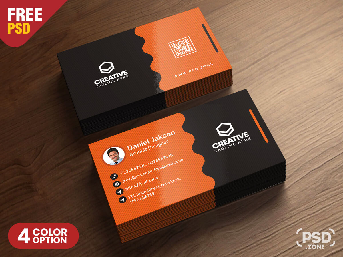 Clean Business Card Psd Templates – Psd Zone In Template Name Card Psd
