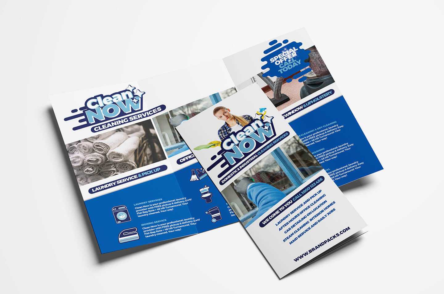 Cleaning Service Trifold Brochure Template In Psd, Ai In Cleaning Brochure Templates Free