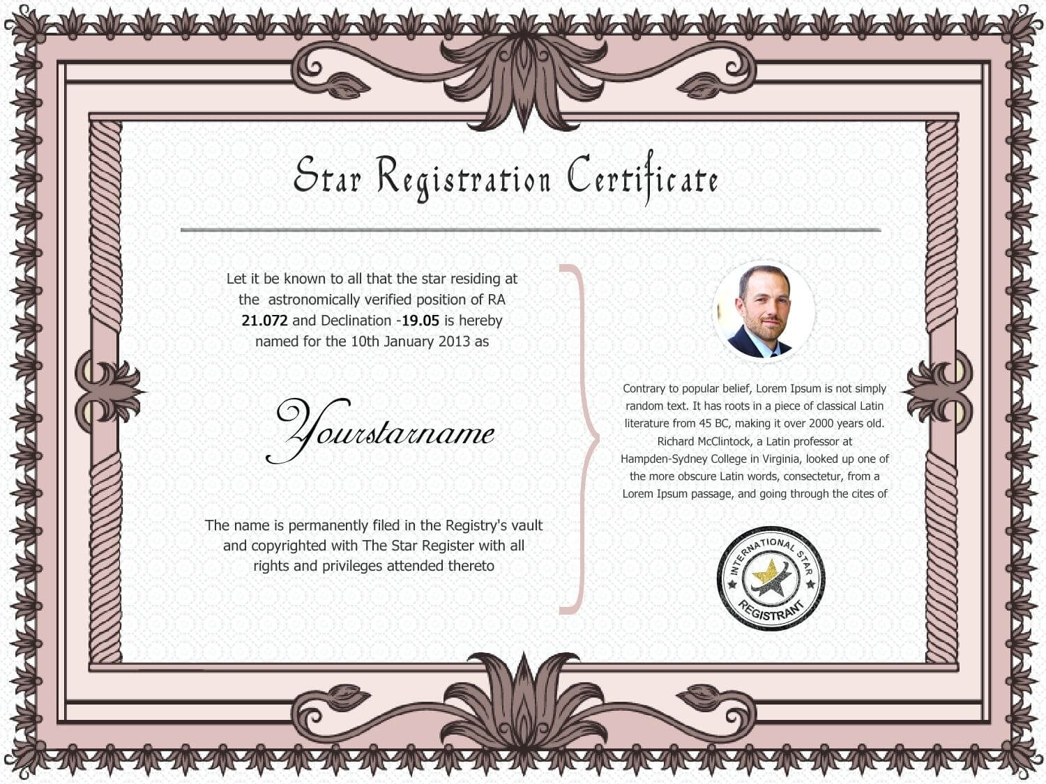 Collection Of Solutions For Star Naming Certificate Template Throughout Star Naming Certificate Template