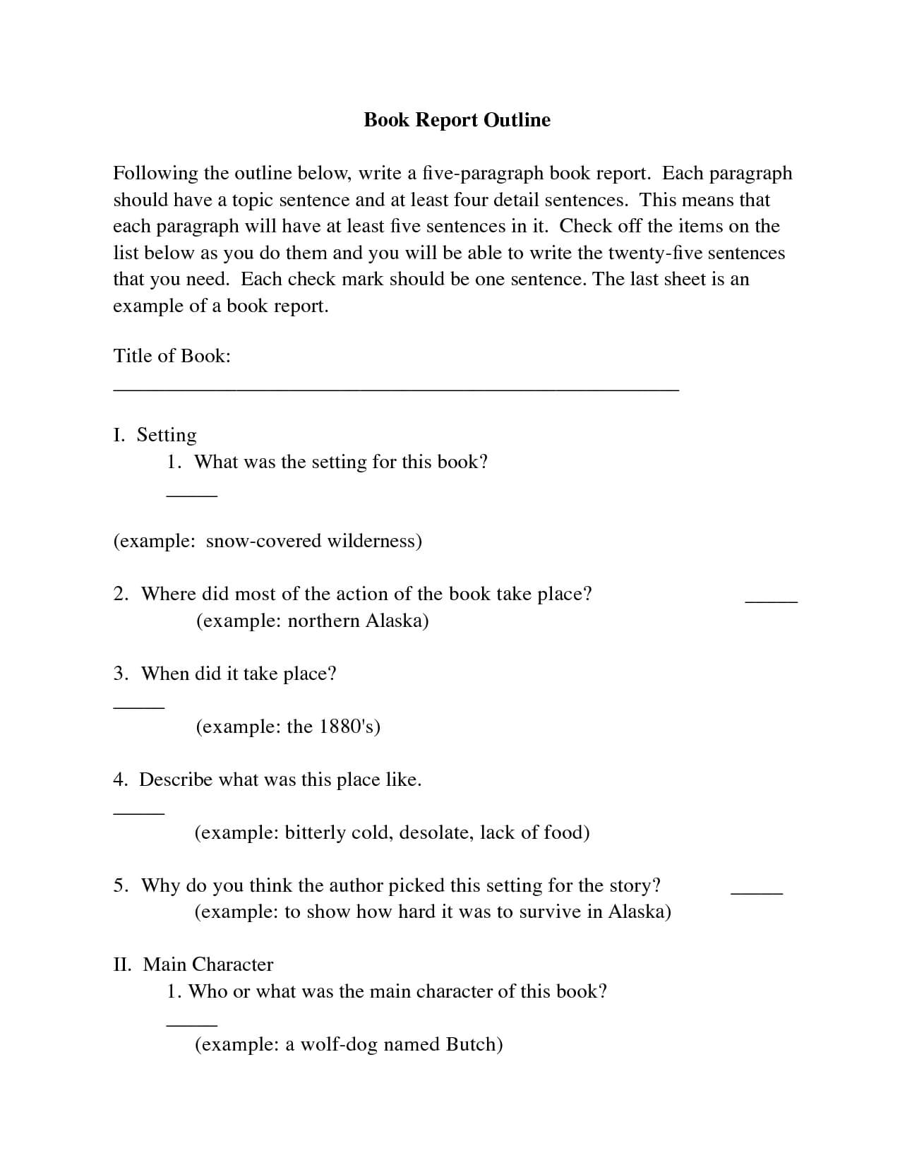 College Book Report Template | Book Report Outline Following Inside College Book Report Template