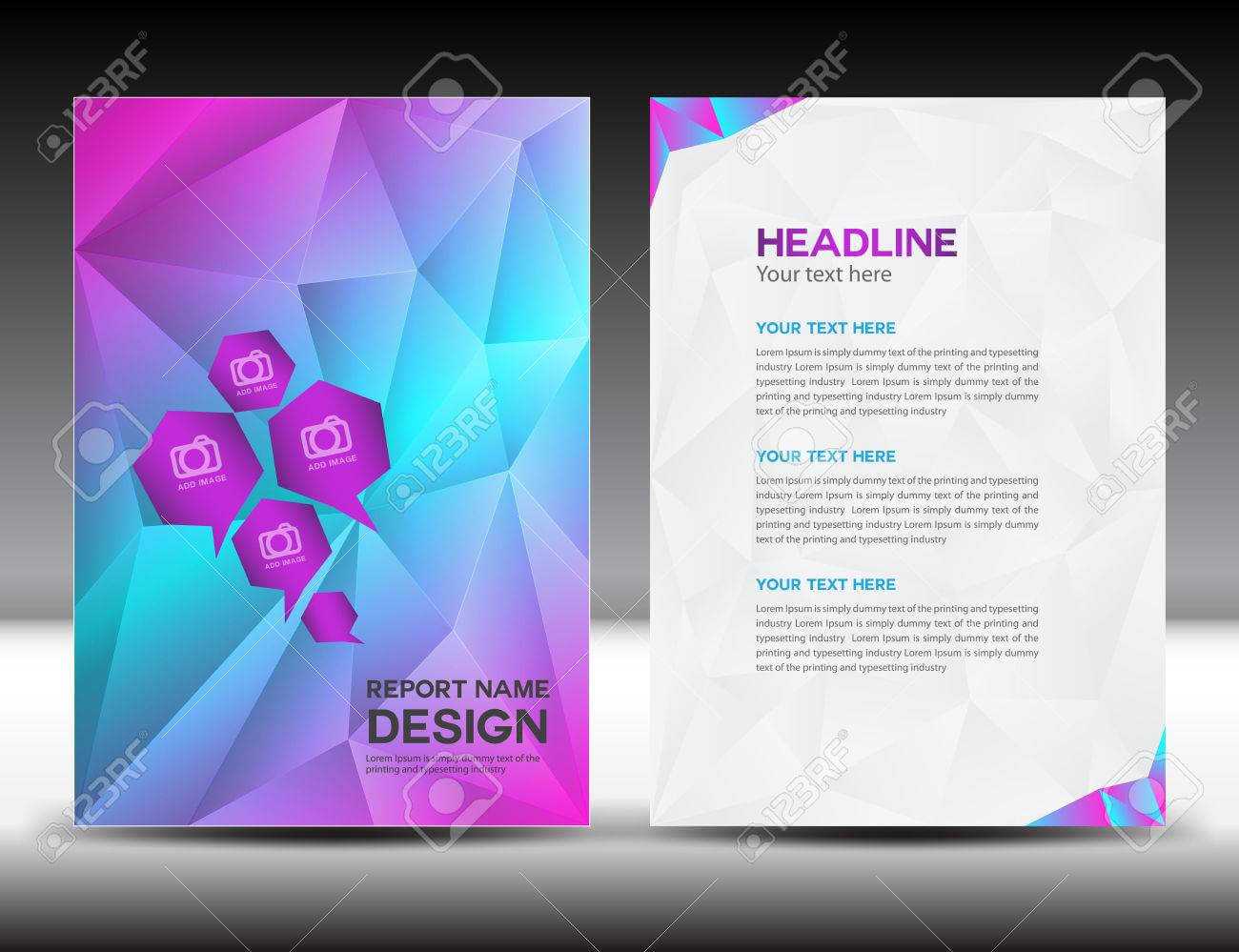 Colorful Cover Annual Report Template,polygon Background,brochure.. With Cover Page For Annual Report Template