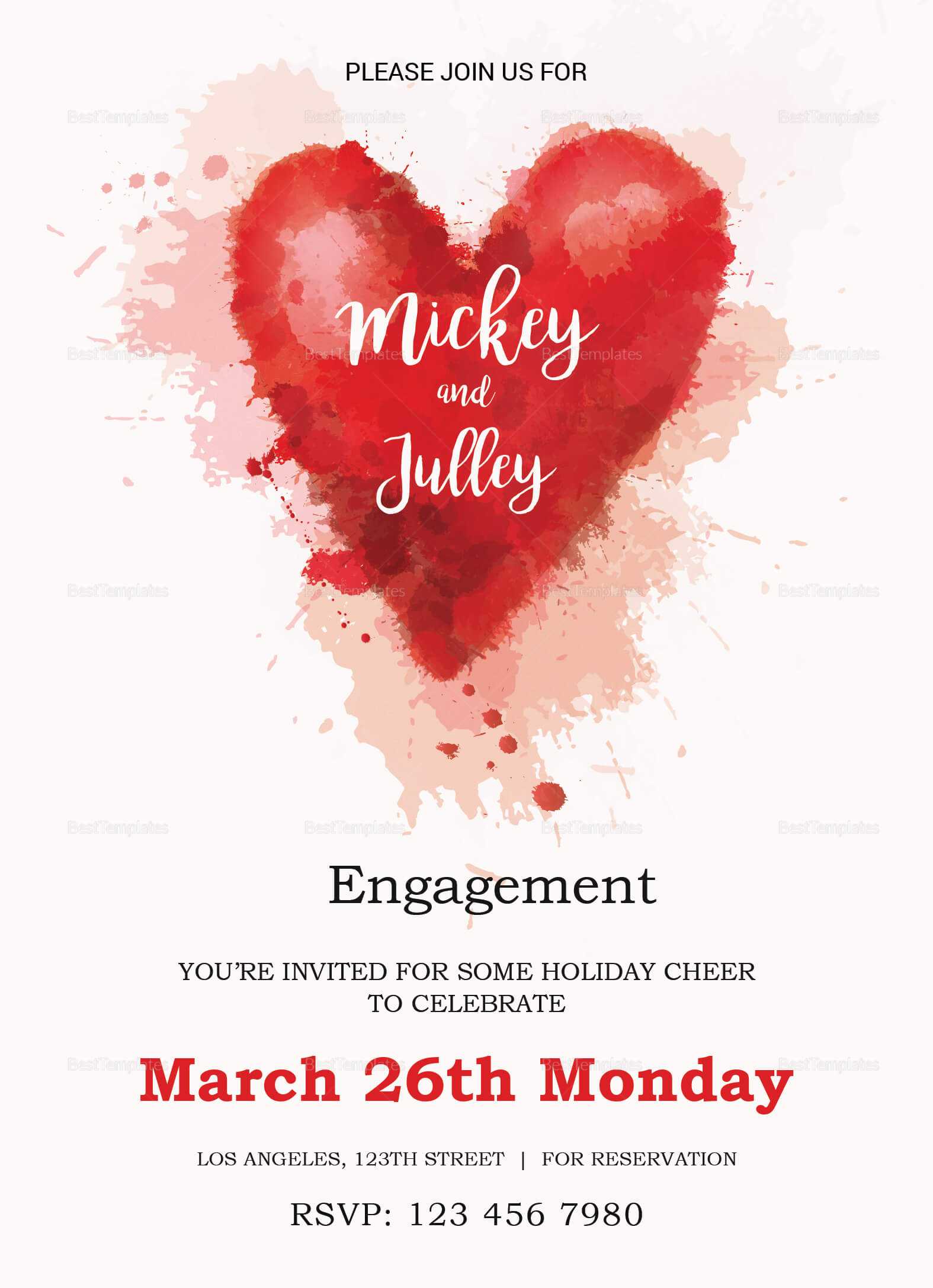 Colorful Engagement Invitation Card Template Regarding Engagement Invitation Card Template