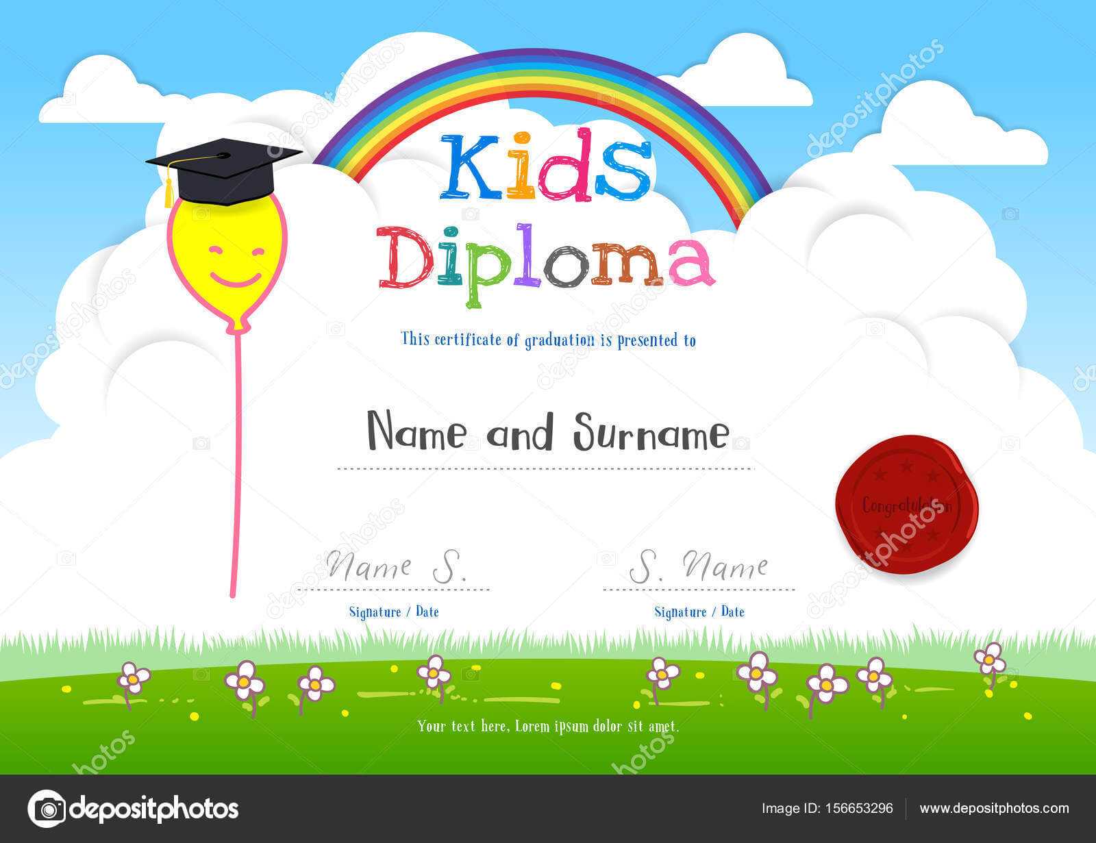 Colorful Kids Summer Camp Diploma Certificate Template In With Children's Certificate Template