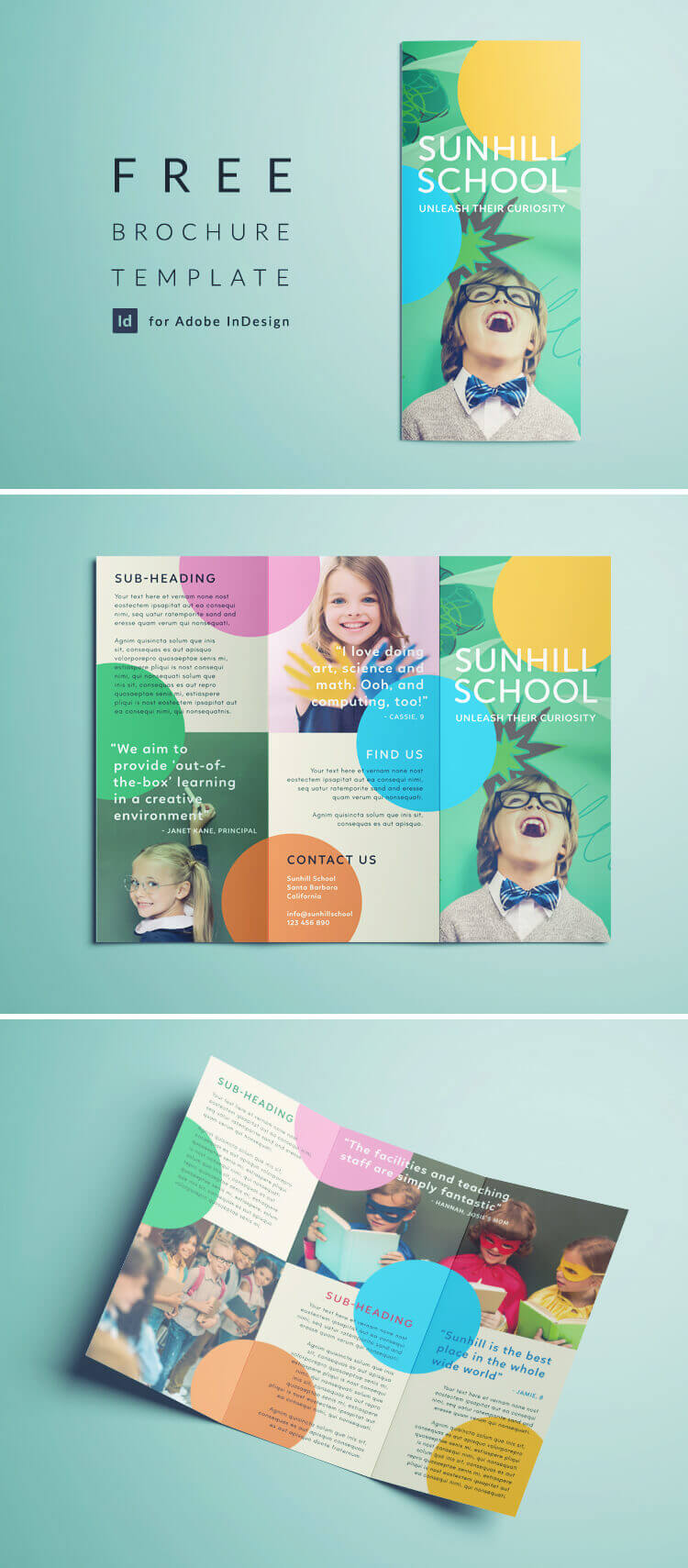 Colorful School Brochure – Tri Fold Template | Download Free In School Brochure Design Templates