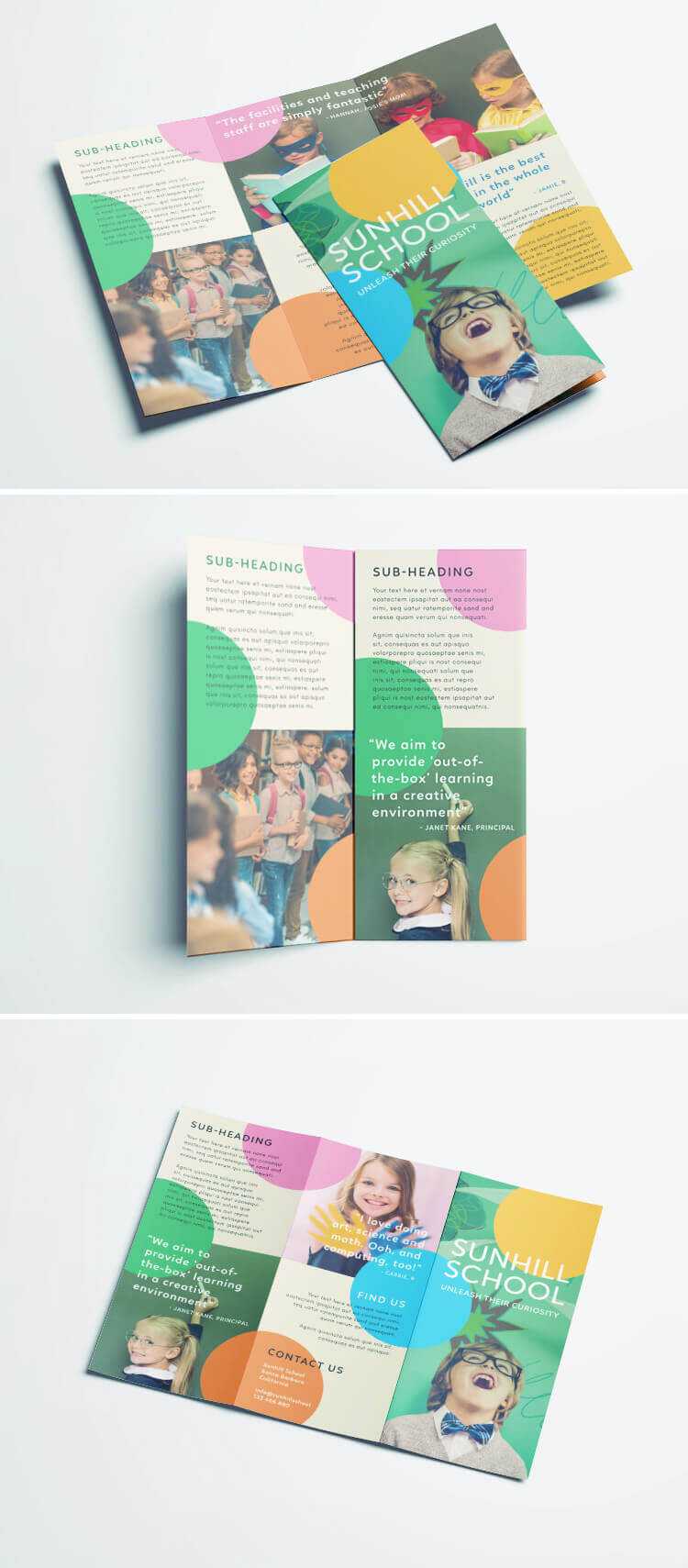 Colorful School Brochure – Tri Fold Template | Download Free With Regard To Brochure Templates For School Project