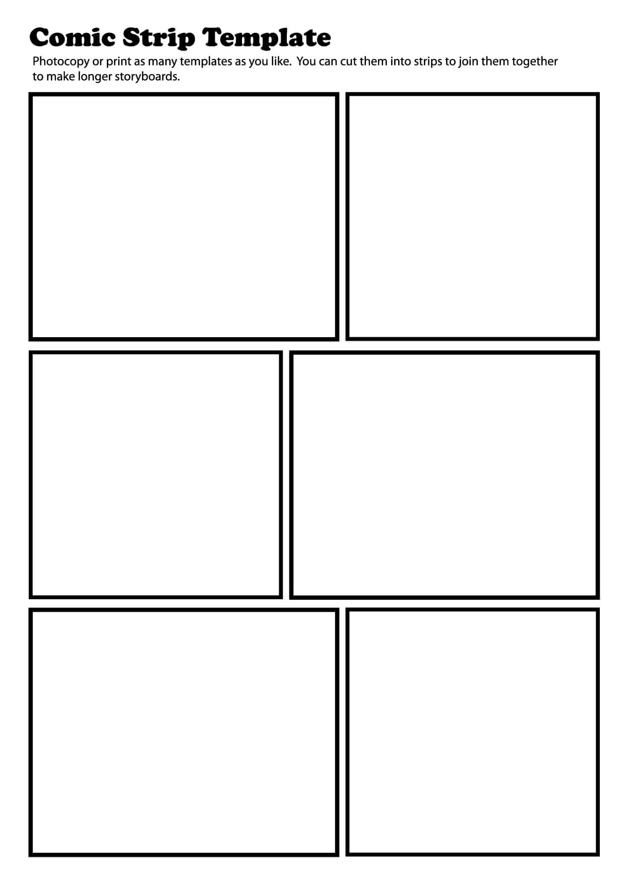 Comic Strip Template (Pdf) | Comic Strip Template, Comic For Blank Four Square Writing Template