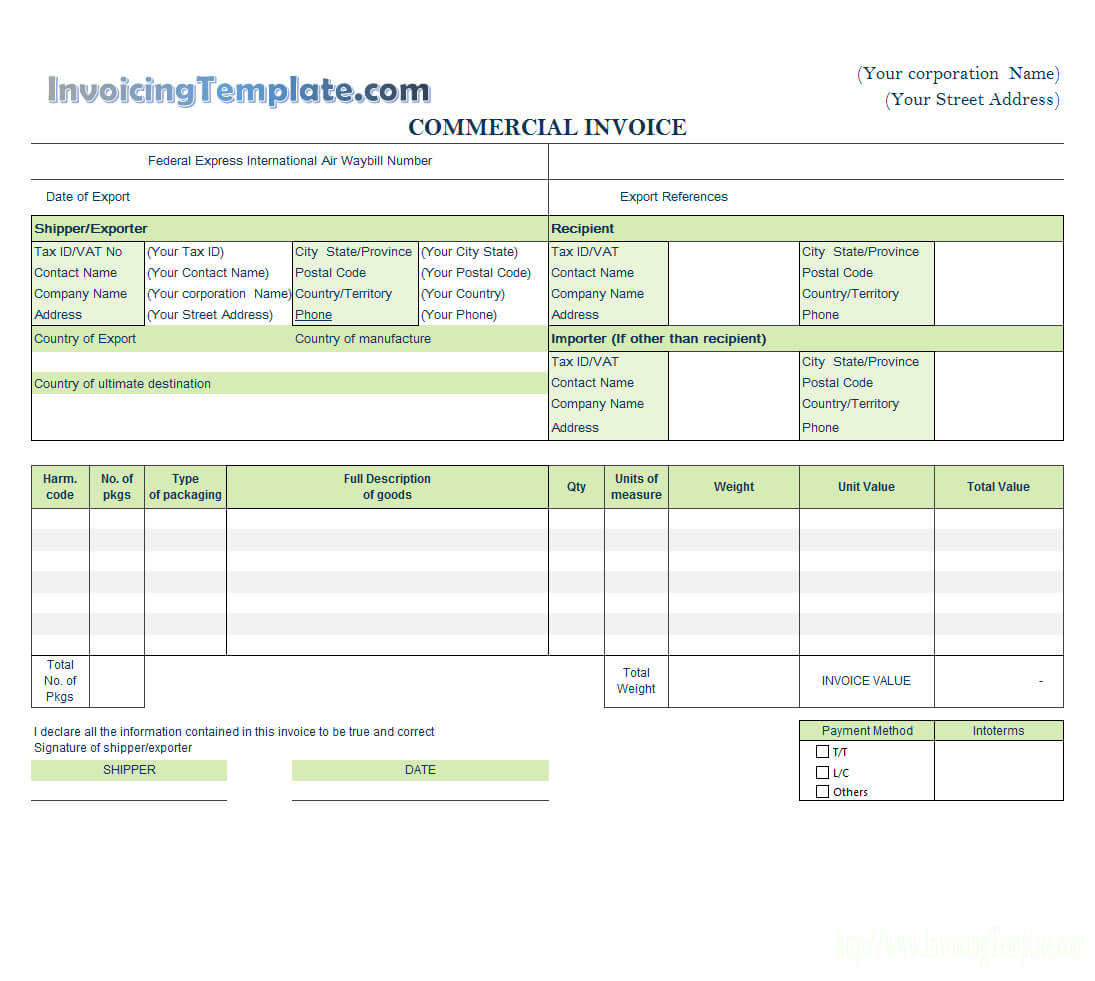 Commercial Invoice Templates – 20 Results Found With Regard To Commercial Invoice Template Word Doc