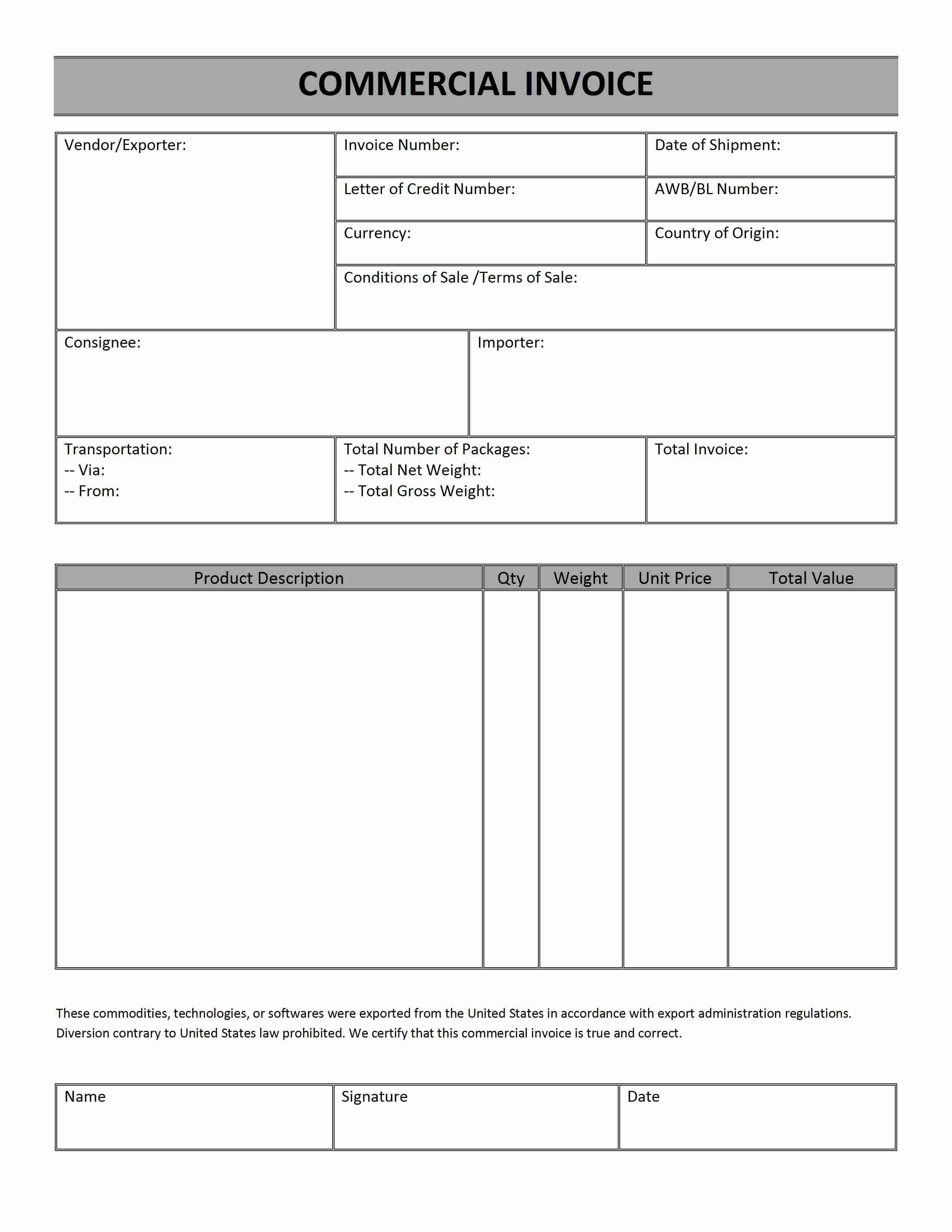 Commercial Invoice Word Templates Free Word Templates Ms Regarding Commercial Invoice Template Word Doc