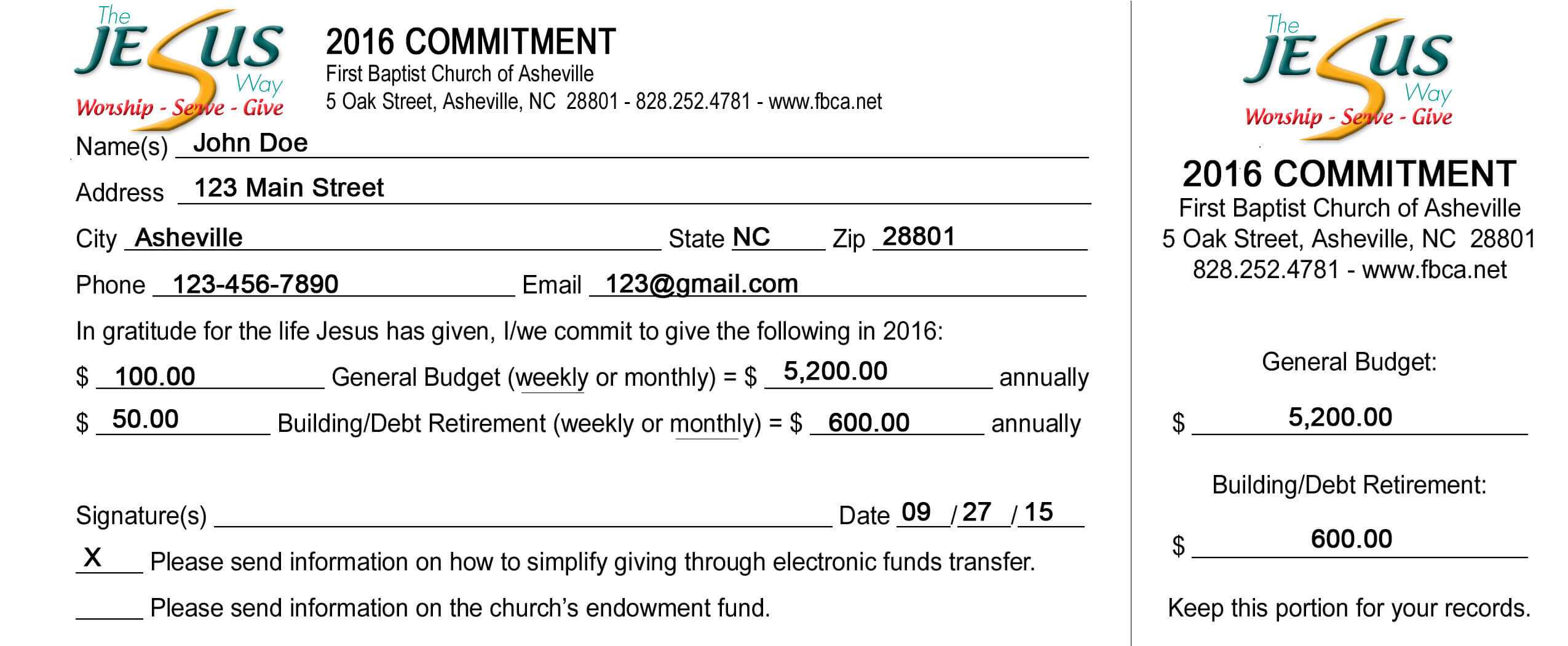 Commitment Card Template – Yupar.magdalene Project Within Church Pledge Card Template