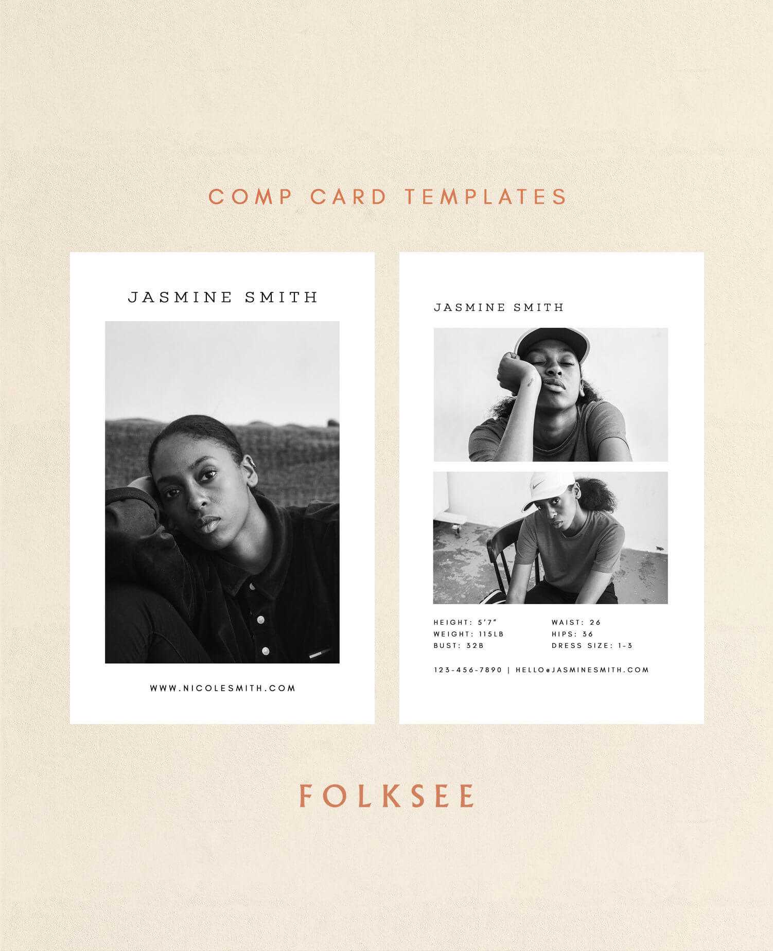 Comp Card Template – Modeling Comp Card – Fashion Comp Card – Zed Card –  Photoshop Template – 5.5X8.5" Within Zed Card Template