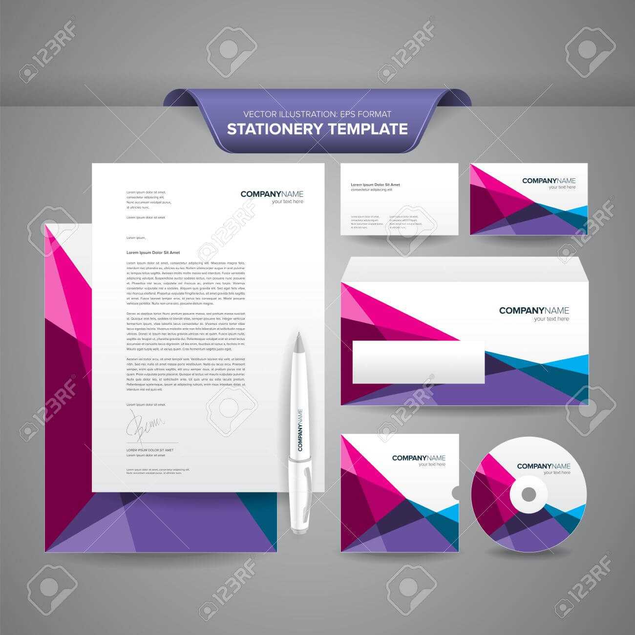 Complete Set Of Business Stationery Templates Such As Letterhead,.. Throughout Business Card Letterhead Envelope Template