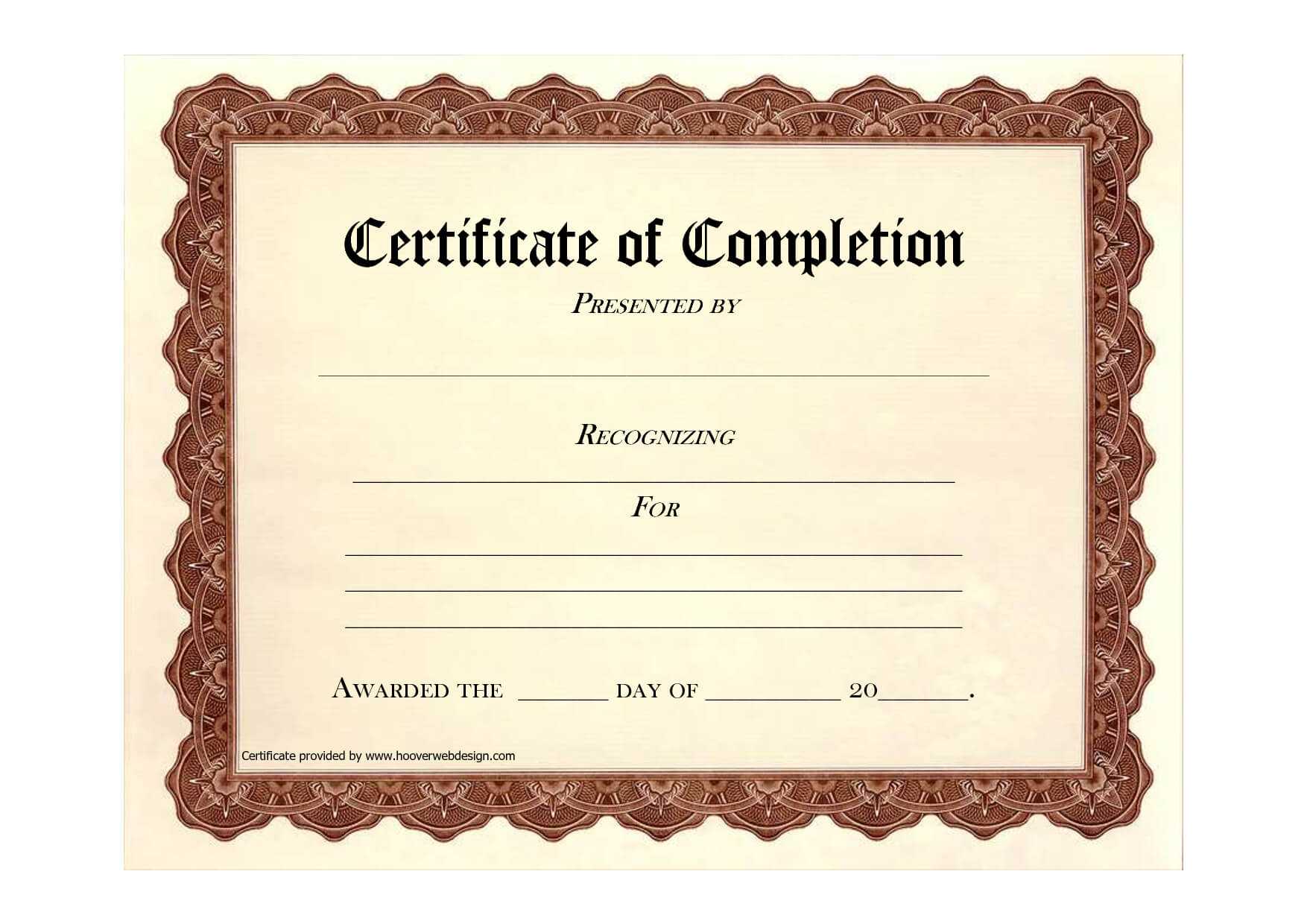 Completion Certificates Templates Free Download – Uyma.tk Intended For Certificate Of Completion Free Template Word