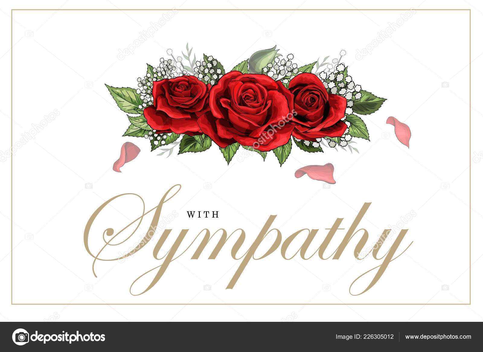 Condolences Sympathy Card Floral Red Roses Bouquet And Regarding Sympathy Card Template