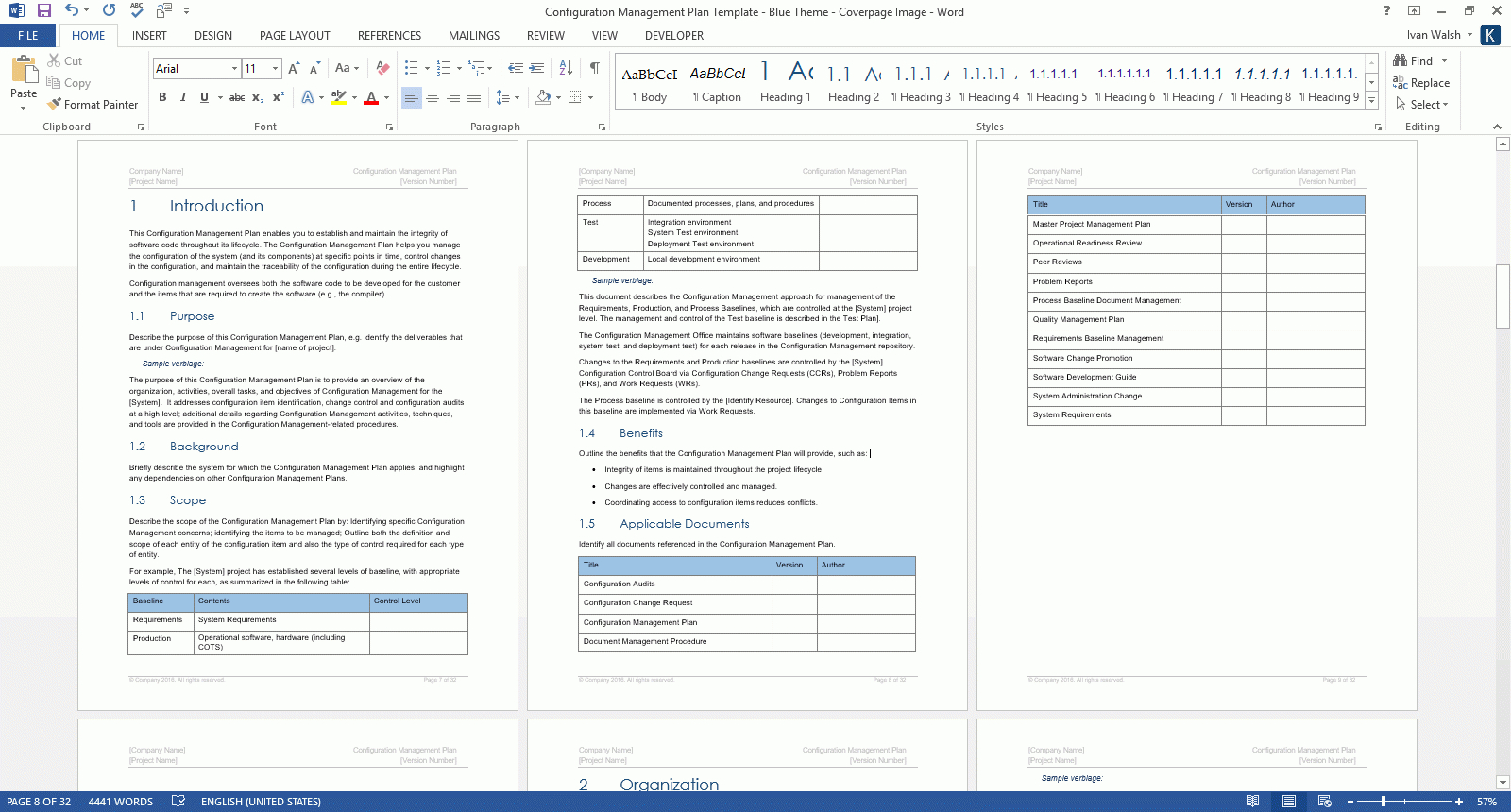 Configuration Management Plan Templates (Ms Office) In Training Manual Template Microsoft Word