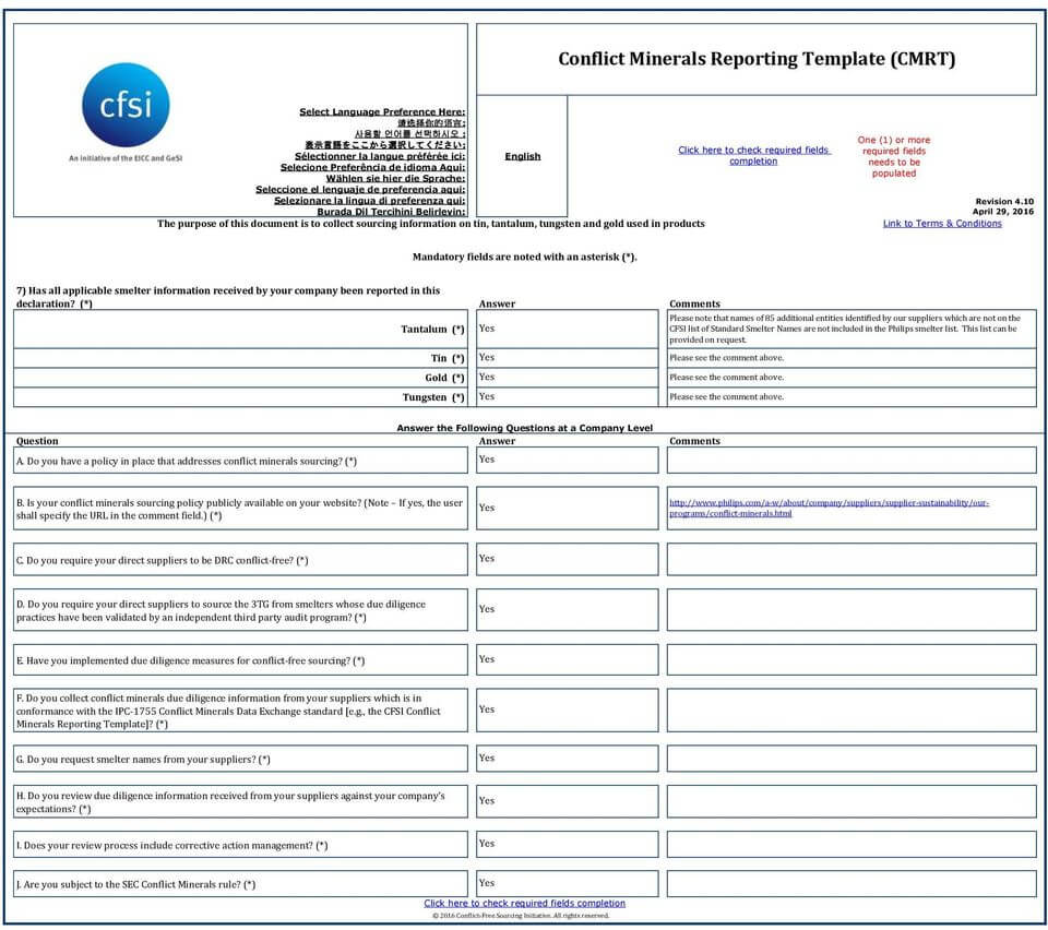Conflict Minerals Reporting Template (Cmrt) - Pdf Pertaining To Conflict Minerals Reporting Template