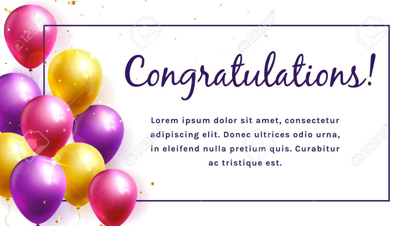 Congratulation Banner With Colorful Balloons And Space For Text.. Inside Congratulations Banner Template