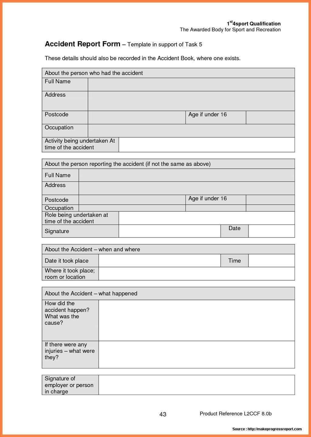 Construction Accident Report Form Sample | Report Template Regarding Employee Incident Report Templates