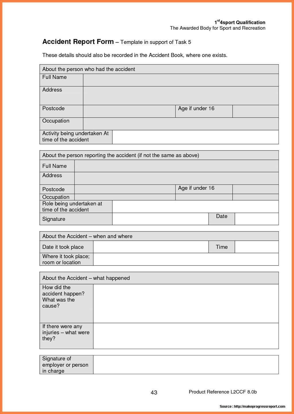 Construction Accident Report Form Sample | Report Template Throughout Incident Report Book Template