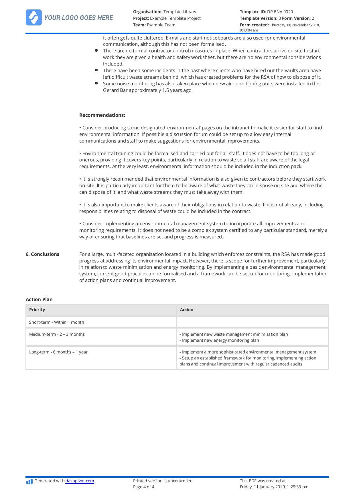 Construction Audit Report Sample: For Safety, Quality For Information System Audit Report Template