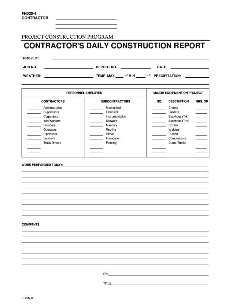 Construction Daily Report Template Excel - Fill Online With Regard To Daily Reports Construction Templates