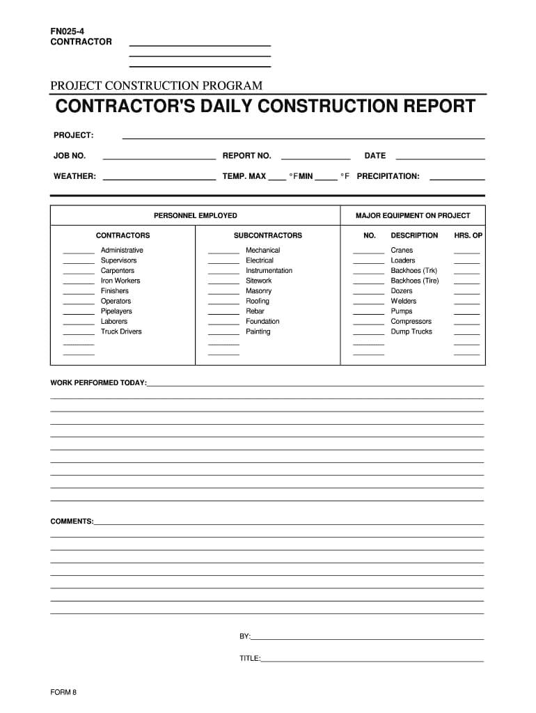 Construction Daily Report Template Excel – Fill Online With Regard To Daily Reports Construction Templates