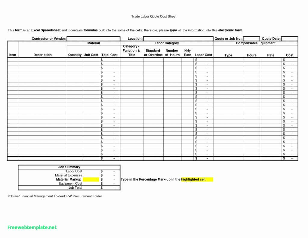 Construction Project Cost Tracking Spreadsheet Excel For Job For Job Cost Report Template Excel