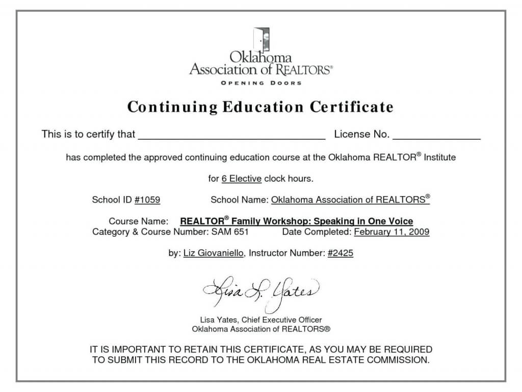 Continuing Education Certificate Template | Free Download In Continuing Education Certificate Template
