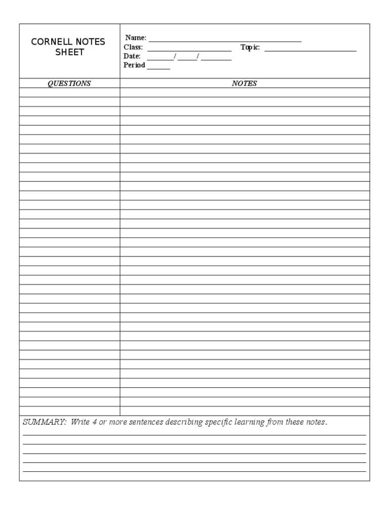 Cornell Notes Template – 8 Free Templates In Pdf, Word With Regard To Cornell Note Template Word