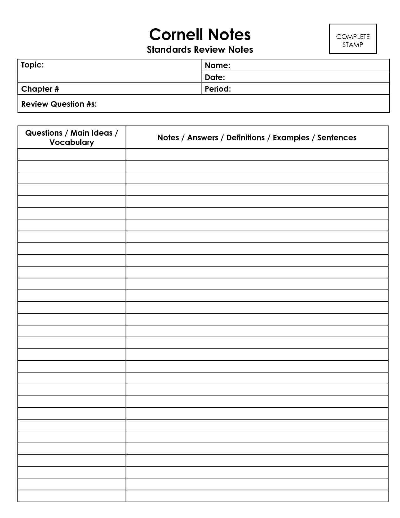 Cornell Notes Template Doc <B>Cornell Notes Template</b Inside Cornell Note Template Word