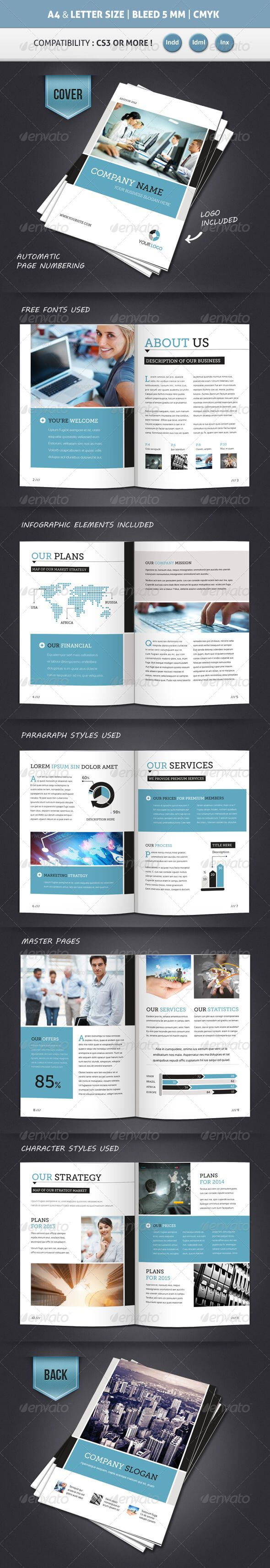 Corporate Brochure Template A4 & Letter 12 Pages With Regard To 12 Page Brochure Template